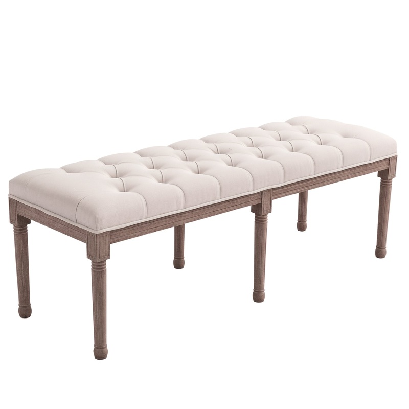 Stool Bench 3 Person Chic Button Tufted  Bedside Seat End Hallway