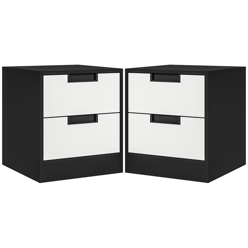 2 Drawer Bedside Tables Set of 2 with Storage Nightstands for Bedroom