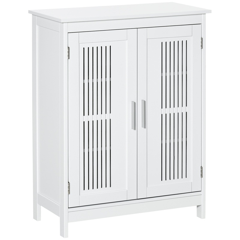 Modern Bathroom Cabinet, Freestanding Floor Cabinet with Storage, White