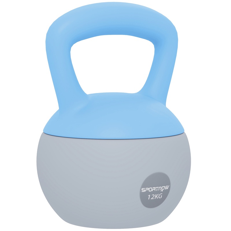12KG Kettlebell w/ Soft Body, Non-Slip Handle, Light Blue and Grey