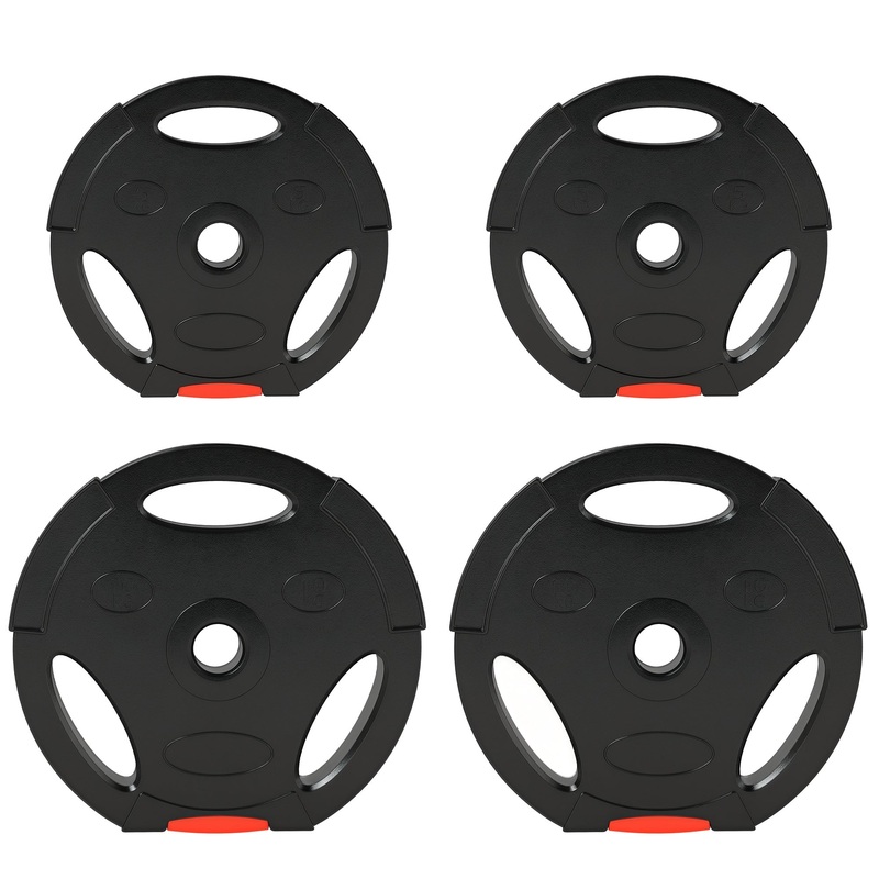 Olympic Weight Plates Set for Home Gym, 2 x 10kg, 2 x 5kg, Black