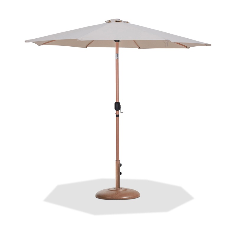 Fiji – Aluminum Patio Umbrella With Round Teak Base