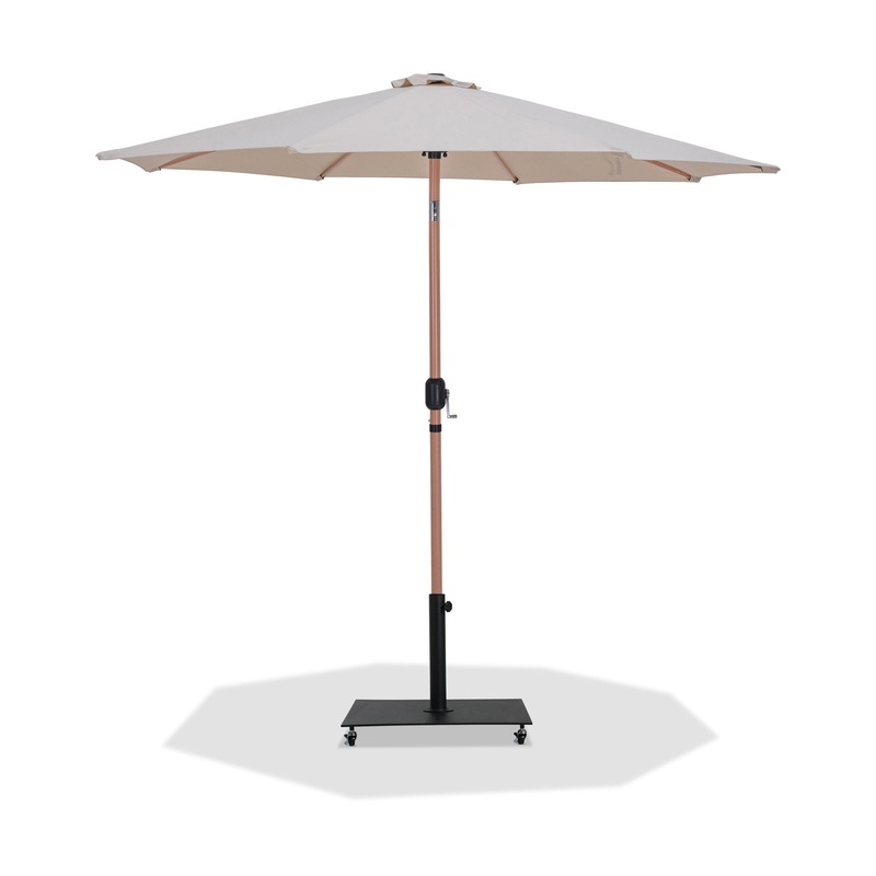 Fiji – Aluminum Patio Umbrella With Square Black And Teak Base