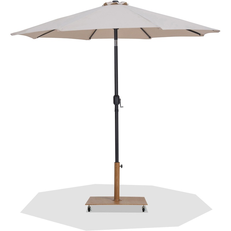 Fiji – Aluminum Patio Umbrella With Square Teak And Black Base