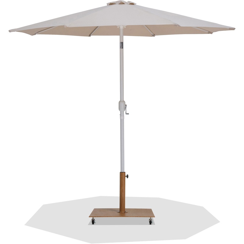 Fiji – Aluminum Patio Umbrella With Square Teak And White Base