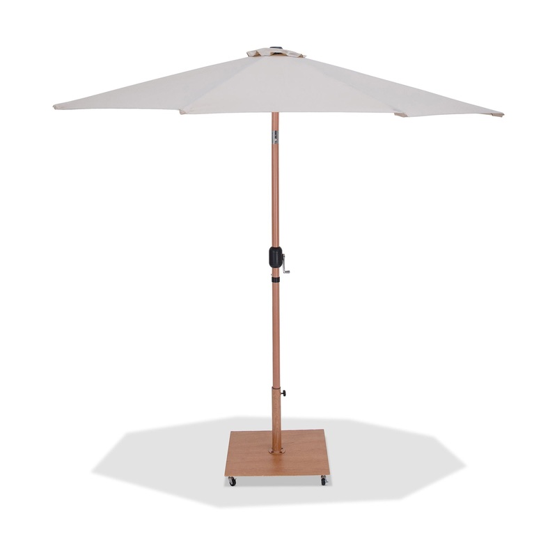 Fiji – Aluminum Patio Umbrella With Square Teak Base