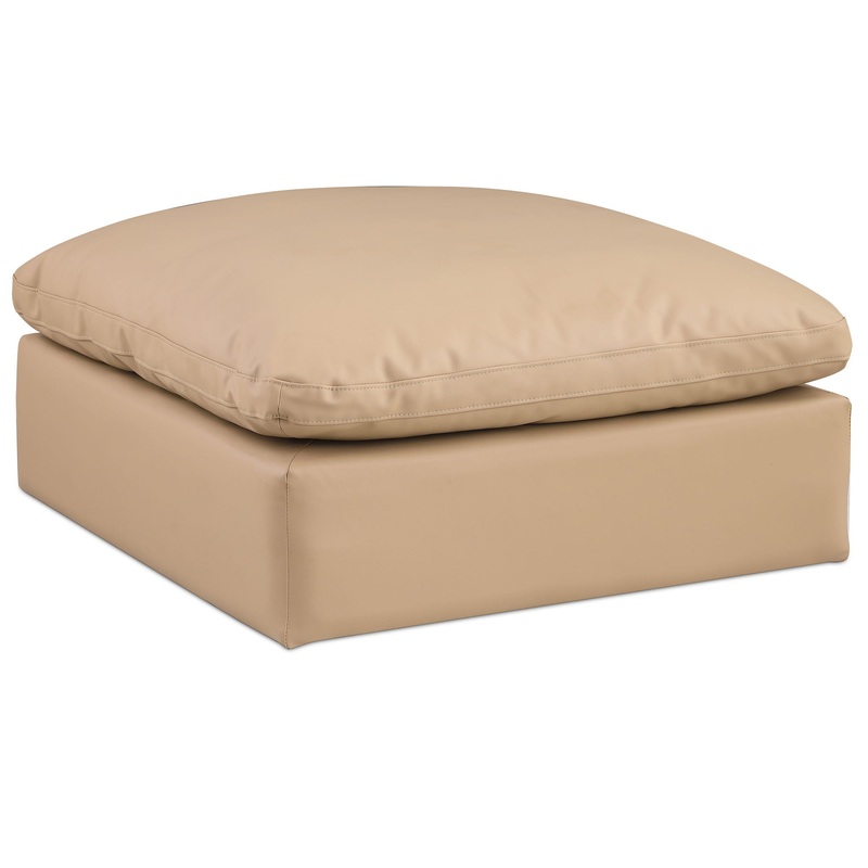 Comfy – Faux Leather Ottoman – Tan