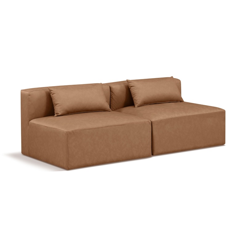 Cube – Modular 2 Seat Armless Sofa – Light Brown