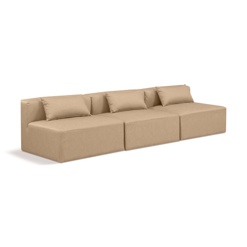 Cube – Modular 3 Seat Armless Sofa – Tan