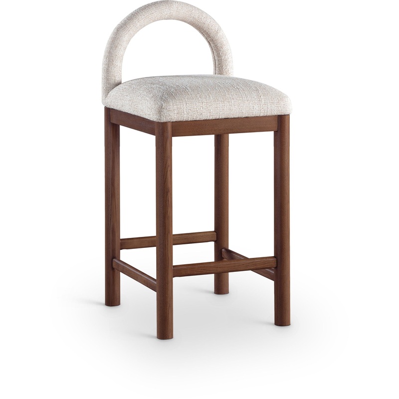 Conrad – Linen Counter Stool With Brown Legs