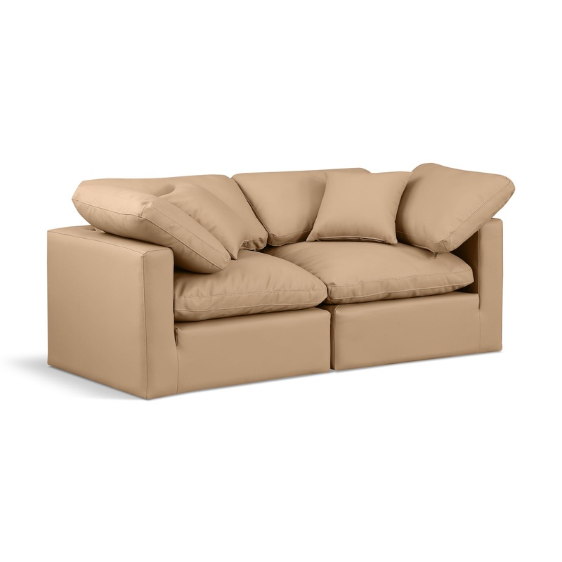 Indulge – Faux Leather 2 Seat Modular Sofa – Tan
