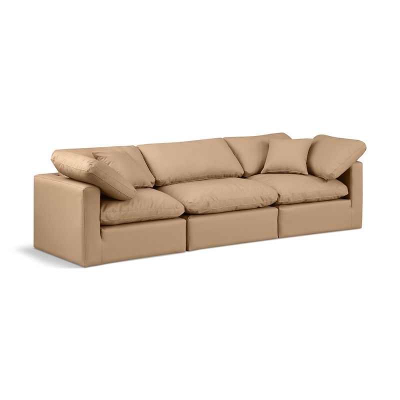 Indulge – Faux Leather 3 Seat Modular Sofa – Tan