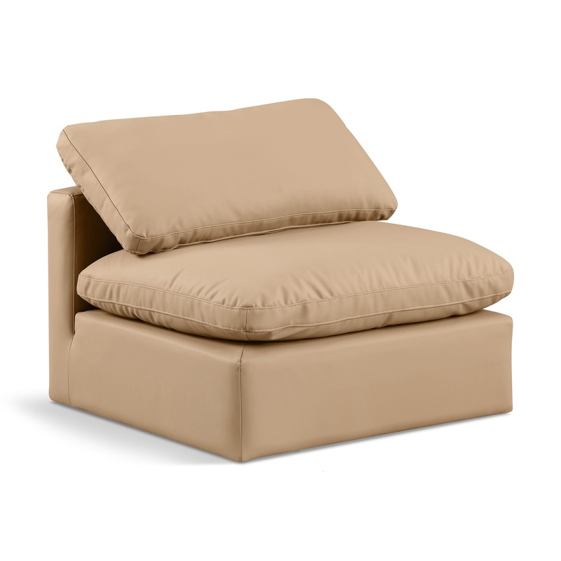 Indulge – Faux Leather Armless Chair – Tan