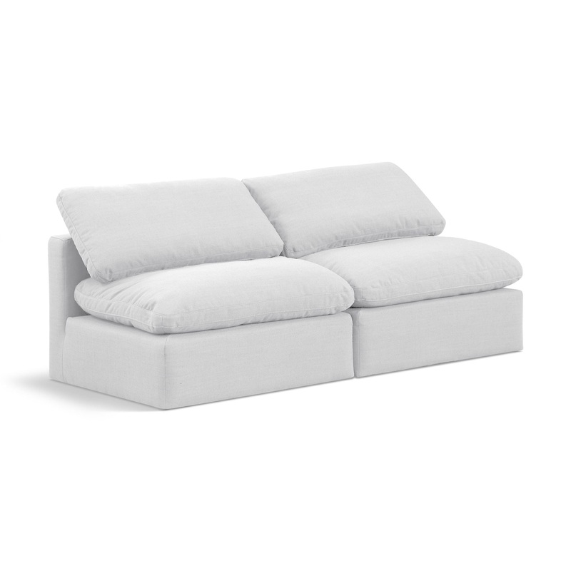 Indulge – Linen 2 Seat Modular Armless Sofa – White