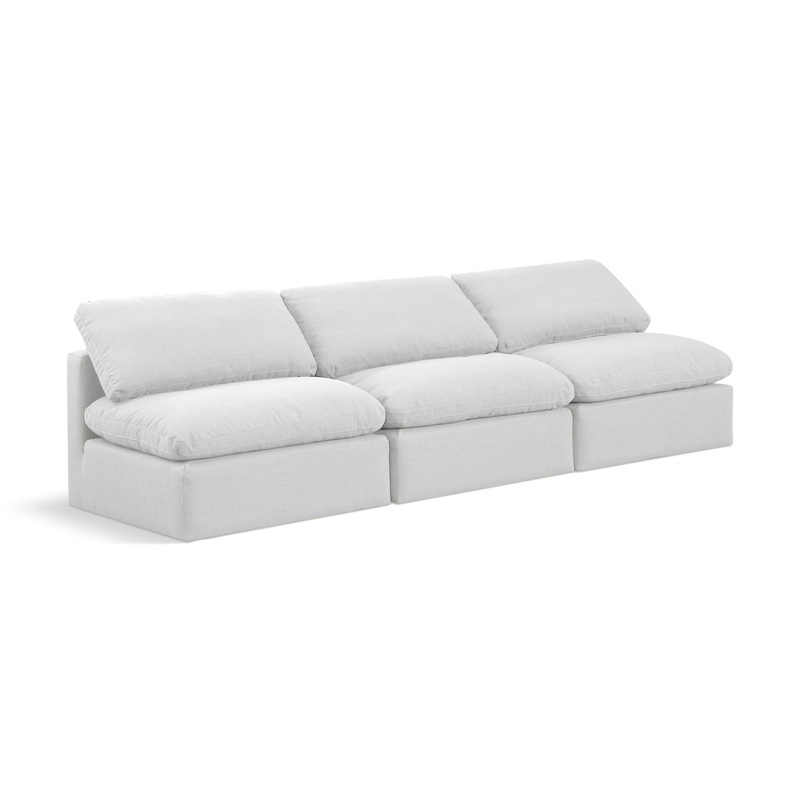 Indulge – Linen 3 Seat Modular Armless Sofa – White