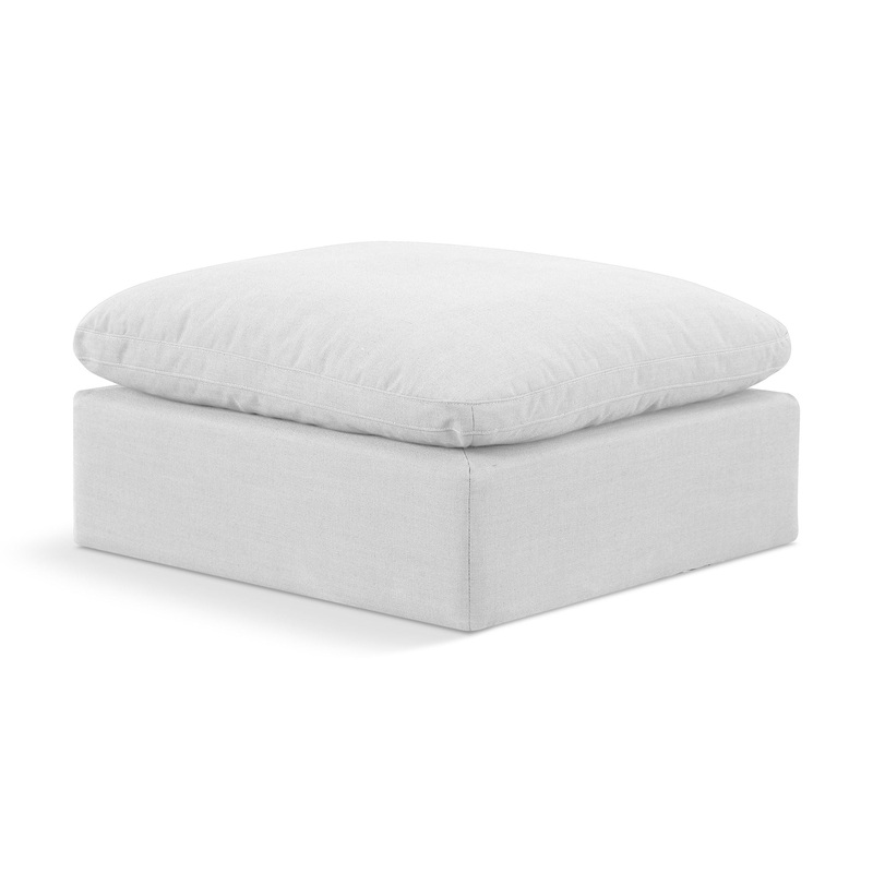 Indulge – Linen Ottoman – White