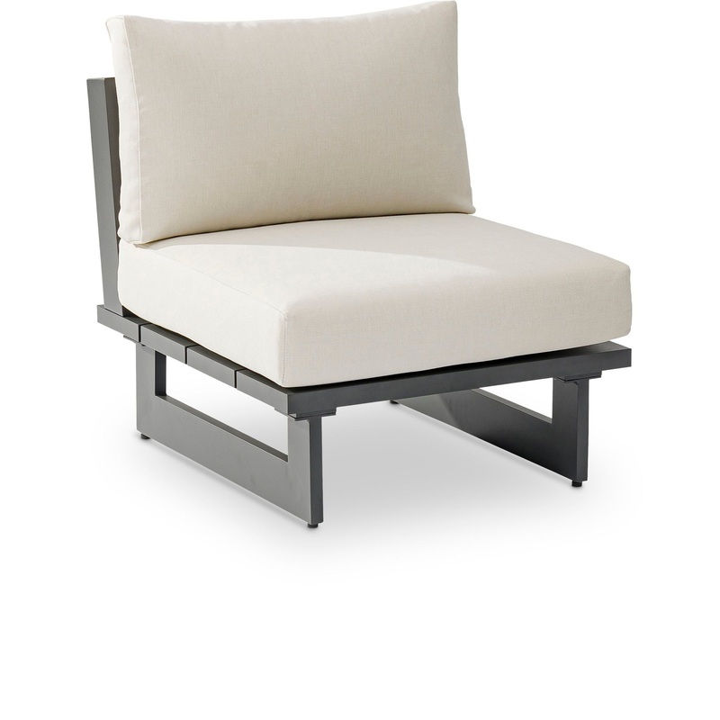 Maldives – Water Resistant Outdoor Patio Armless Chair With Gray Frame