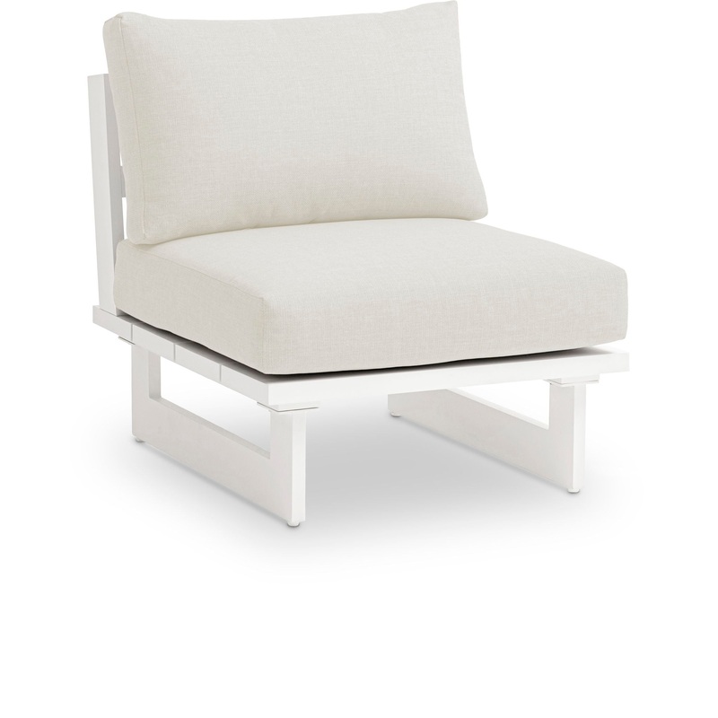 Maldives – Water Resistant Outdoor Patio Armless Chair With White Frame