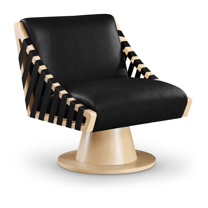 Millwin – Swivel Accent Chair With Natural Base