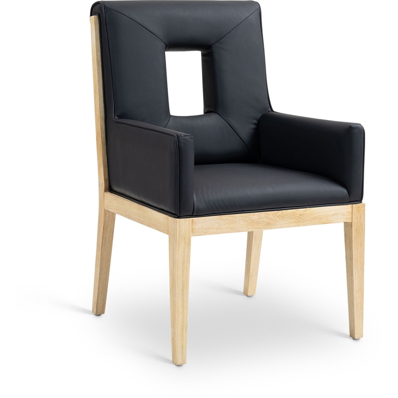 Gwendolyn – Faux Leather Dining Arm Chair With Natural Frame