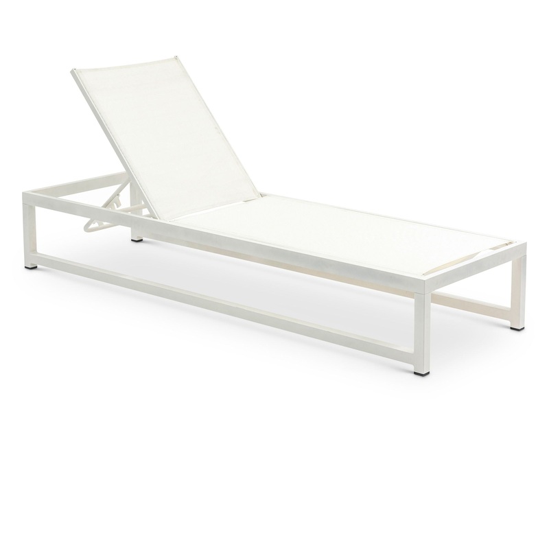 Maldives – Water Resistant Outdoor Patio Adjustable Sun Chaise Lounge Chair With White Base
