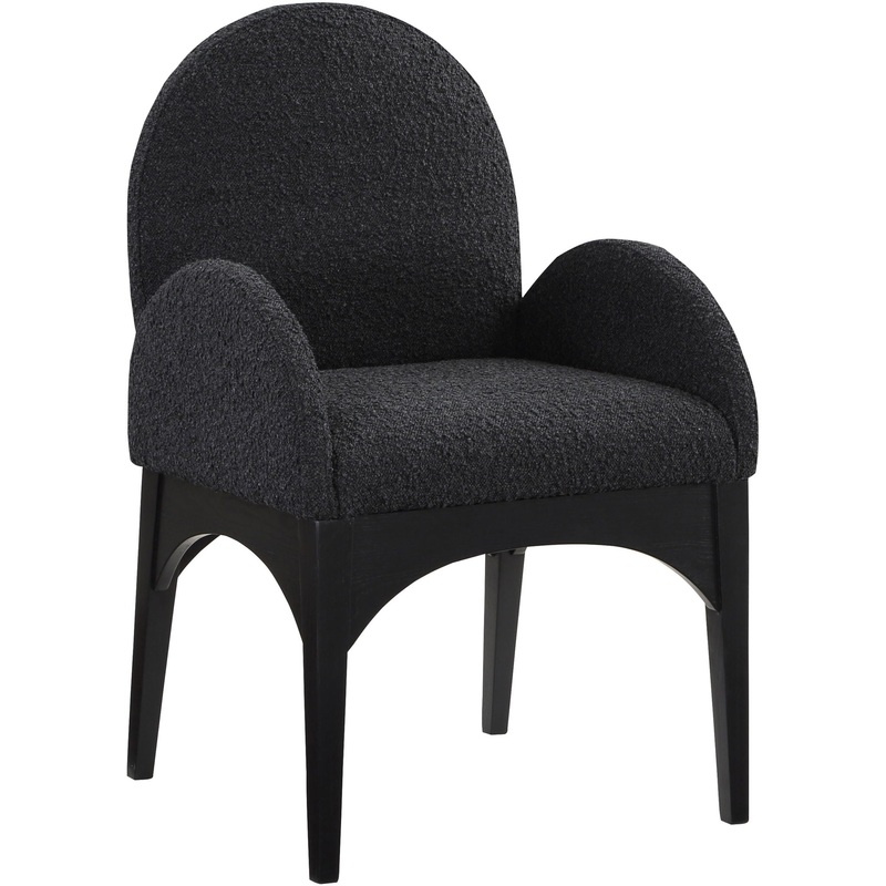 Waldorf – Boucle Dining Arm Chair With Black Legs