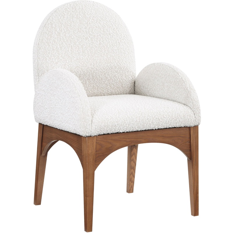 Waldorf – Boucle Dining Arm Chair With Brown Legs