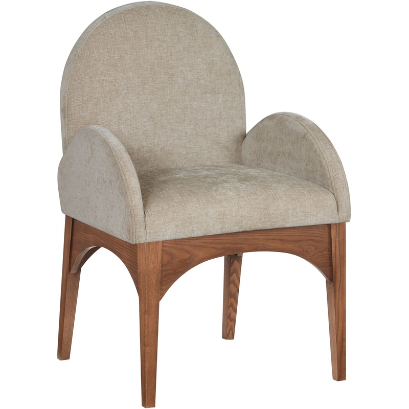 Waldorf – Chenille Dining Arm Chair With Brown Legs