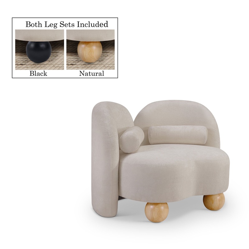 Daphne – Chenille Chair|Beige|Black|Dark Brown|White|Green