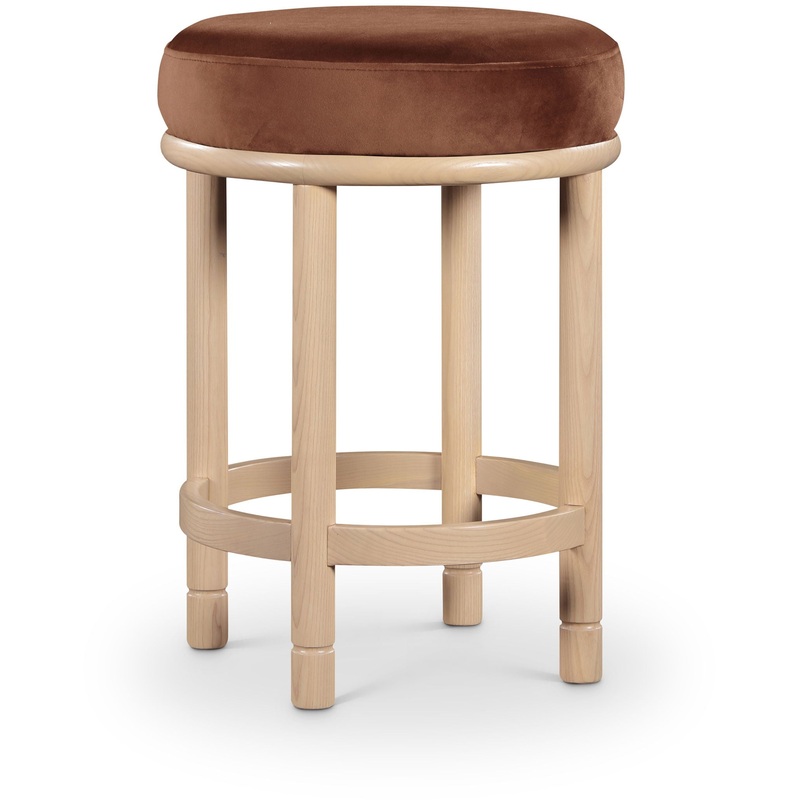 Monette – Counter Stool With Natural Base – Cognac