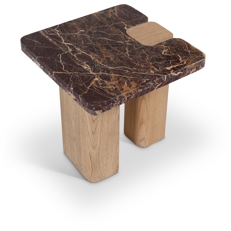 Ravenna – Marble/Stone End Table – Burgundy