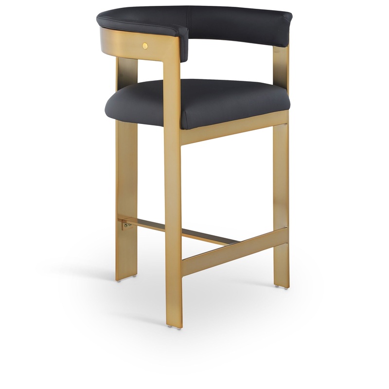 Romeo – Faux Leather Counter Stool With Gold Base (Set of 2)