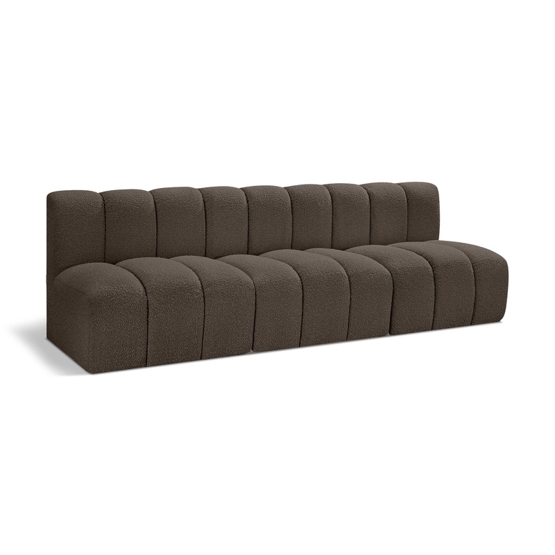 Arc – Boucle Fabric 3 Piece Modular Straight Sofa – Brown