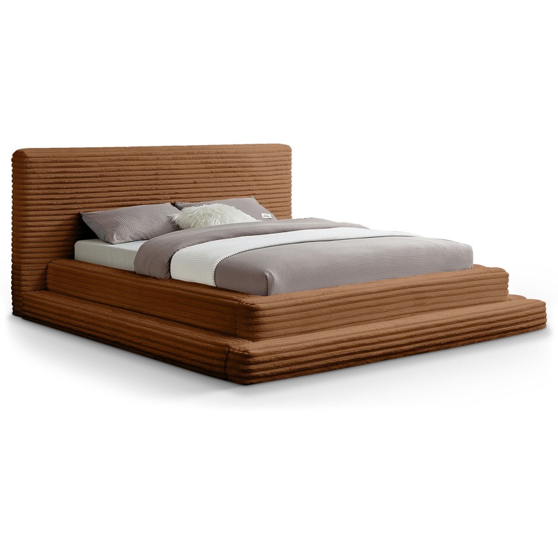 Drew – Fabric Upholstered Bed|Dark Brown|Beige|Full|King|Queen|Twin