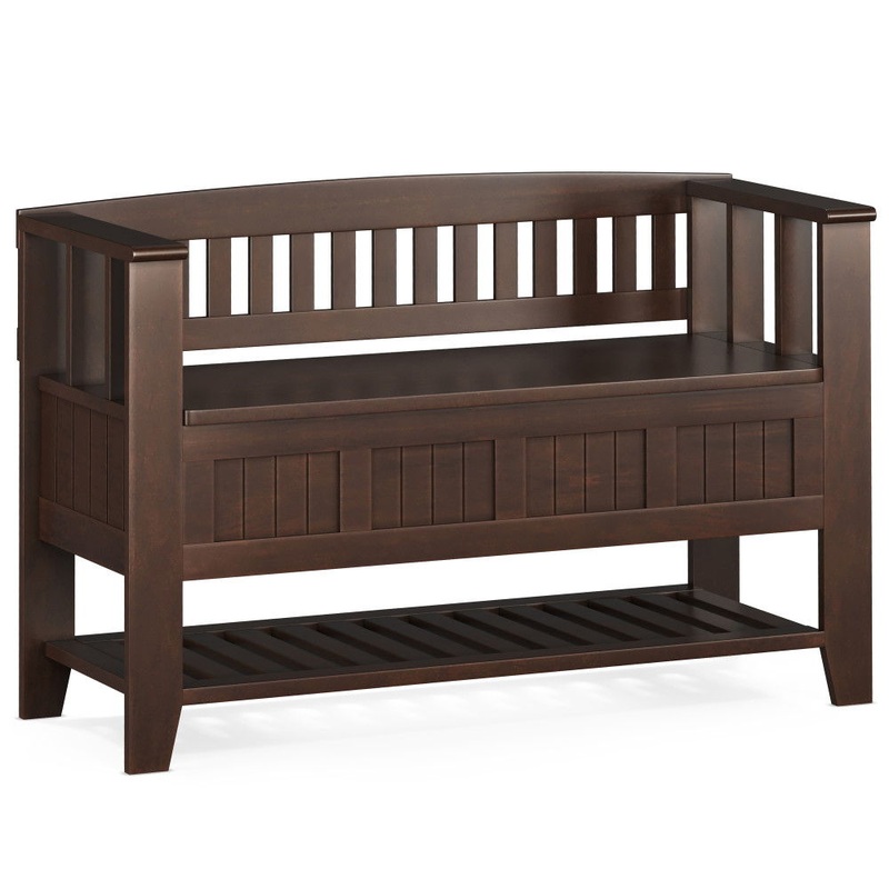 Acadian – Entryway Storage Bench With Shelf – Brown