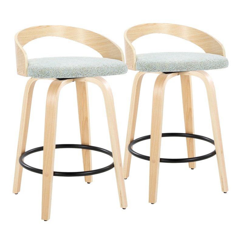 Grotto – Mid-Century Modern Fixed Height Counter Stool Swivel &h Round Footrest