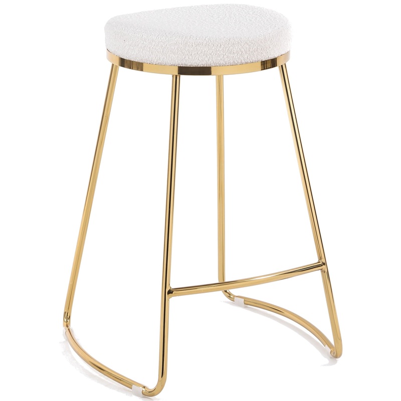 Jane – Mid-Century Modern Luxury Upholstered Stool – White