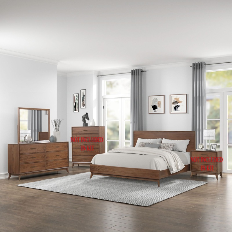 Century Modern – Platform Bed|Light Brown|King|Queen