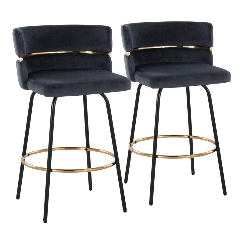Cinch – Contemporary Fixed Height Counter Stool With Swivel & Round Footrest (Set of 2)