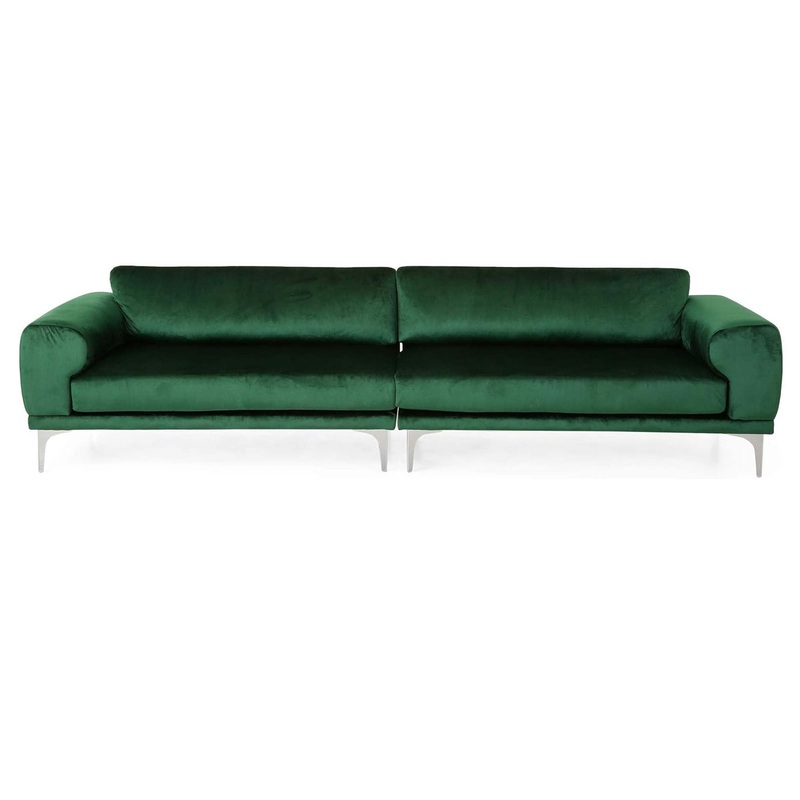 Comfy 4 Seat Sofa With Metal Legs, Modern For Living Room And Study – Emerald