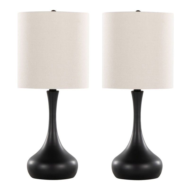 Genie – Contemporary Table Lamp (Set of 2) – Matte Black / Oatmeal