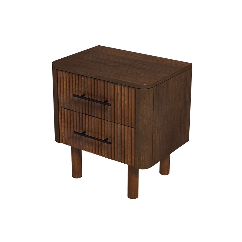 Logan – Mid-Century Modern Nightsd Bed Side Tables With 2 Drawers – Brown