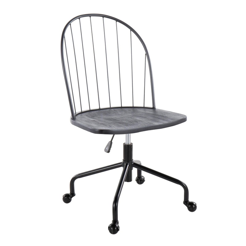 Riley – Farmhouse Adjustable High Back Office Chair – Black