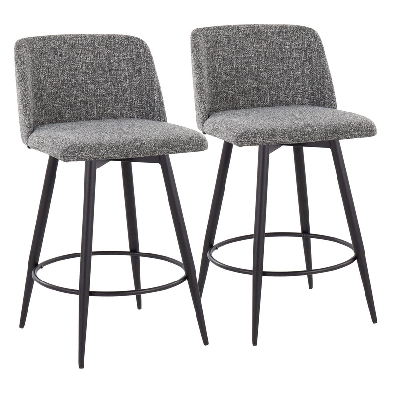 Toriano – Contemporary Fixed-Height, Counter Stool With Swivel With Round Footrest (Set of 2)