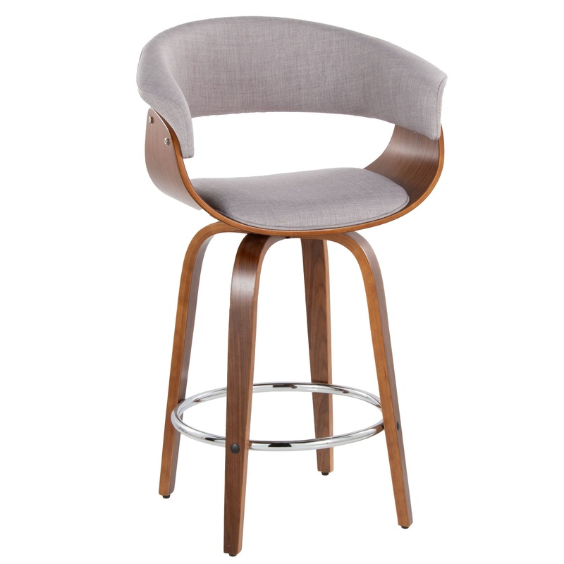 Vintage Mod – Mid Century Modern Fixed Height Counter Stool With Swivel With Round Footrest (Set of 2)