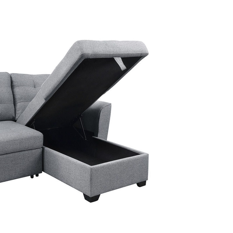 Avery – Sleeper Sectional Sofa With Reversible Storage Chaise – Light Gray
