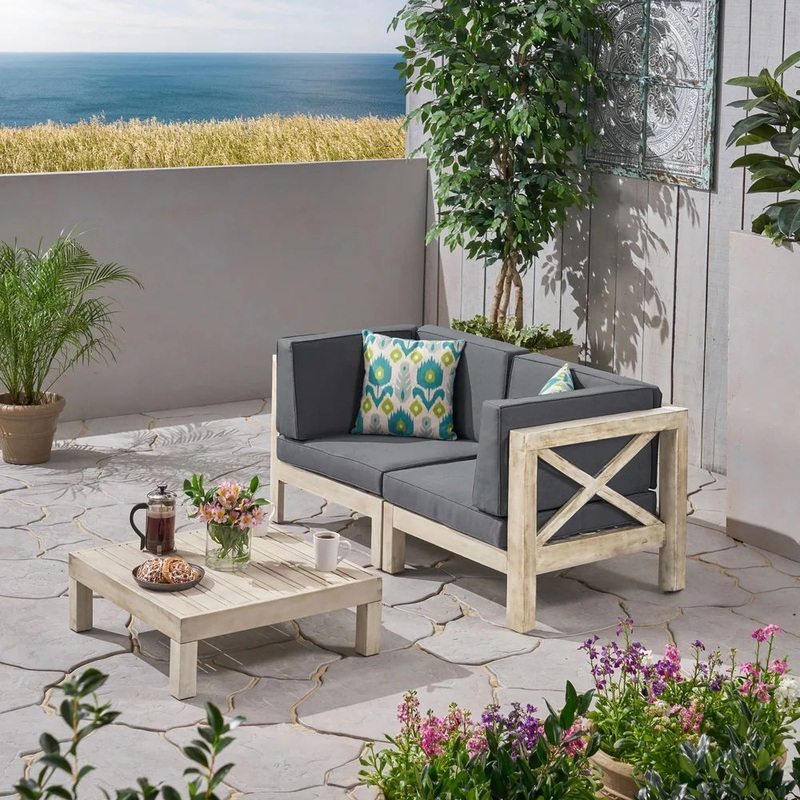 Brava – X Back 2 Seater Sectional Loveseat With Coffee Table