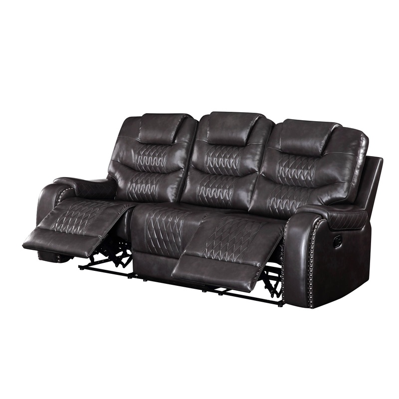 Braylon – Magnetite Synthetic Leather Manual Recliner Sofa – Brown