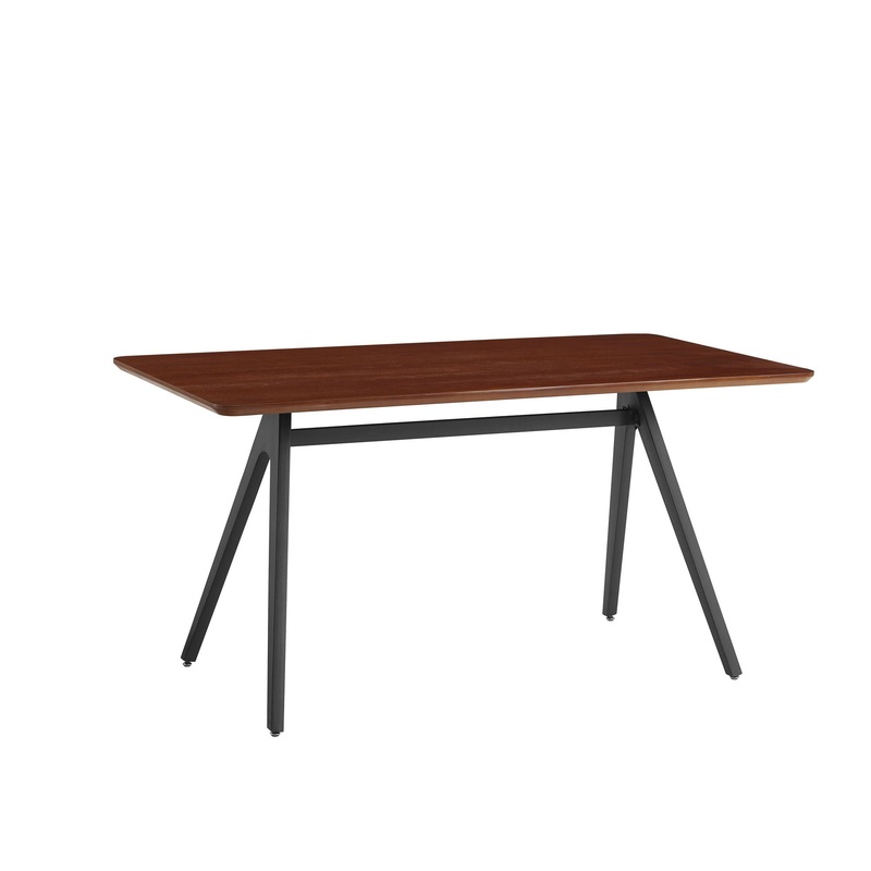 Contemporary V Leg Veneer Dining Table – Dark Walnut