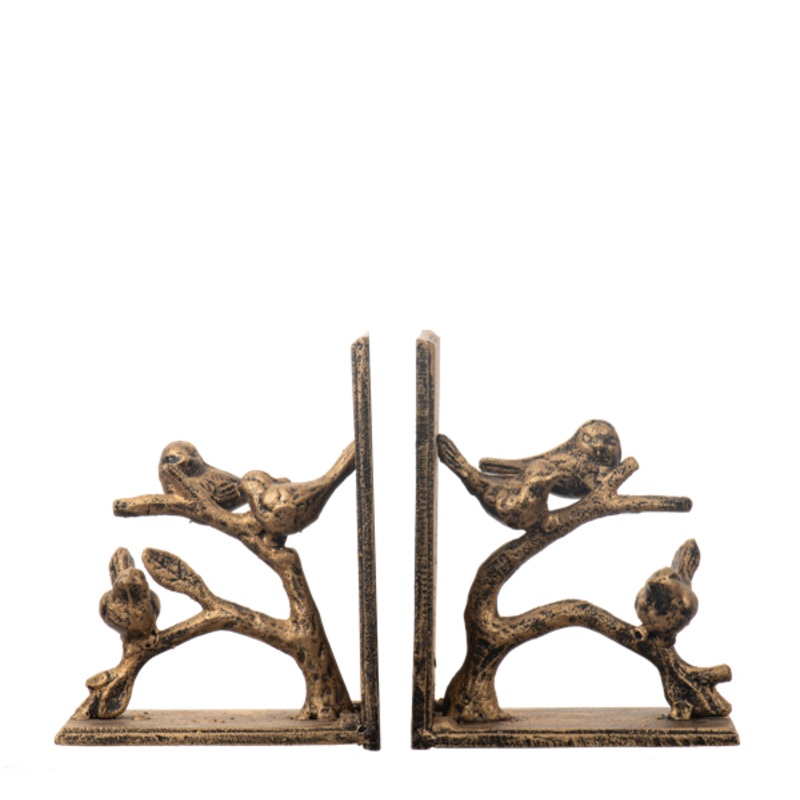 Gold Bookends|Bird on Branch|Butterfly